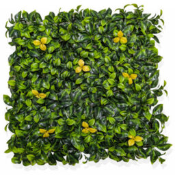 Best Artificial Laurel Leaf & Yellow Flowers Hedging Mats 50Cm X 50Cm Privacy Garden Screen - thumbnail 2