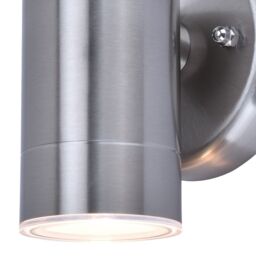 GoodHome Candiac Fixed Satin Stainless Steel Mains-Powered Integrated Led Outdoor Contemporary Wall Light 380Lm (Dia)6Cm - thumbnail 4