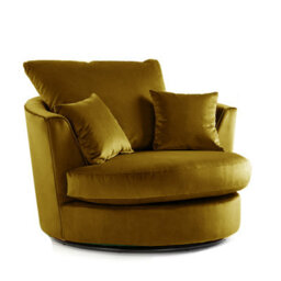 Furnishings For Less UK Brooklyn Plush Velvet Fabric Swivel Chair 360 Rotation Foam Gold