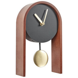 Wyld And Coco Luxe Table Clock Black Mdf With Gold Pendulum, Arched Mantel Clock, W16 X D6 X H25Cm - thumbnail 4