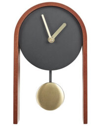 Wyld And Coco Luxe Table Clock Black Mdf With Gold Pendulum, Arched Mantel Clock, W16 X D6 X H25Cm - thumbnail 1