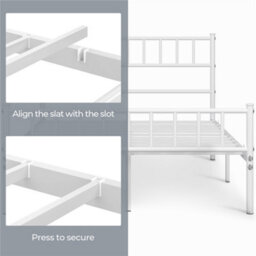 Yaheetech White 4Ft6 Double Metal Bed Frame With Slatted Headboard And Footboard - thumbnail 8