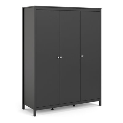 Furniture To Go Madrid Wardrobe With 3 Doors In Matt Black - image 1