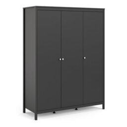 Furniture To Go Madrid Wardrobe With 3 Doors In Matt Black - thumbnail 1