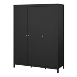 Furniture To Go Madrid Wardrobe With 3 Doors In Matt Black - thumbnail 3
