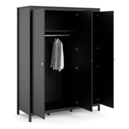 Furniture To Go Madrid Wardrobe With 3 Doors In Matt Black - thumbnail 7