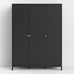 Furniture To Go Madrid Wardrobe With 3 Doors In Matt Black - thumbnail 6