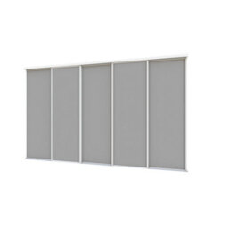 A-Class Sliding Doors Set Of 5 Matt Dark Grey Sliding Wardrobe Door Kit In White Frame & Tracks, Opening Height (H) 225-226Cm & Width (W) 295-296Cm - thumbnail 1