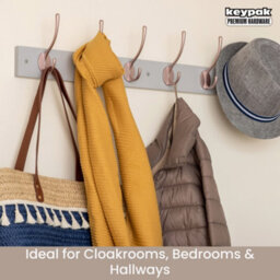 Keypak Victorian 6 Hook Wall-Mount Wooden Coat Rack, 68Cm - Dove Bloc With Rose Hooks - Fixings Included - thumbnail 5