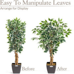 Christow Artificial Variegated Ficus Tree Realistic Faux House Plant In Pot 3Ft - thumbnail 5