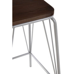 Orsina Grey Metal And Elm Wood Stool, Large Square Stool, Accent Wooden Bar Stool For Home Bar - thumbnail 4
