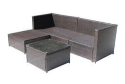 Birchtree Pe Rattan Garden Furniture Set L Shape Corner Sofa Chair Glass Coffee Table Ottoman 3 Seater Cushion Outdoor Patio Brown - thumbnail 5