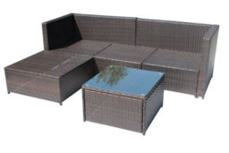Birchtree Pe Rattan Garden Furniture Set L Shape Corner Sofa Chair Glass Coffee Table Ottoman 3 Seater Cushion Outdoor Patio Brown - thumbnail 4
