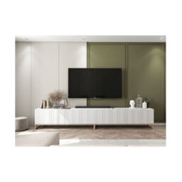 Heze Furniture Elpis Glamour Tv Cabinet Media Unit Extra Long 300 Cm - White Matt / Copper Frame - thumbnail 3