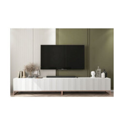 Heze Furniture Elpis Glamour Tv Cabinet Media Unit Extra Long 300 Cm - White Matt / Copper Frame - thumbnail 5