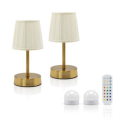 Auraglow Omniance Avalon Rechargeable Wireless Table Lamp With Remote - 2 Lamps, 2 Light Sources, 1 Remote - thumbnail 1