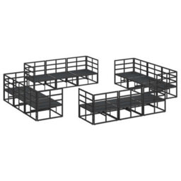 Berkfield Modern Garden Sofa Set With Cushion 12 Pcs Black Aluminium - thumbnail 5
