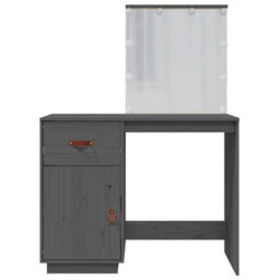 Berkfield Dressing Table With Led Grey 95X50X133.5 Cm Solid Wood Pine - thumbnail 6