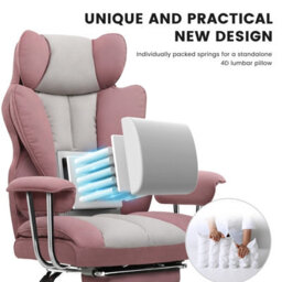 Comhoma Gaming Chair Heavy Duty Executive Office Chair With Footrest Big And Tall Adjustable High Back Computer Chairs Pink - thumbnail 2