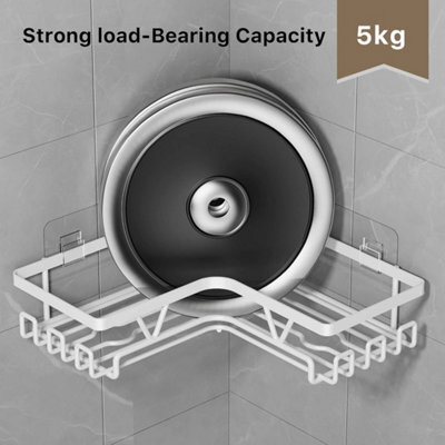 White 2 Tier Self Adhesive Corner Shower Caddy Set - image 1