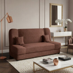 Living Room Sofa Jonas With Click Clack Sleeping Function Storage And Wooden Frame Pink - thumbnail 2