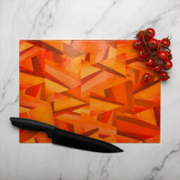 Benjamin Tate Design Autumn Coloured Geometric Triangle Patterns Glass Chopping Boarddesigner Style - thumbnail 3