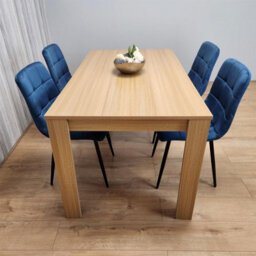 Kosy Koala Modern Dining Table Set With 4 Blue Velvet Chairs Dining Room Furniture