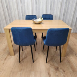 Kosy Koala Modern Dining Table Set With 4 Blue Velvet Chairs Dining Room Furniture - thumbnail 3