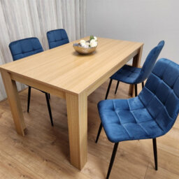 Kosy Koala Modern Dining Table Set With 4 Blue Velvet Chairs Dining Room Furniture - thumbnail 5