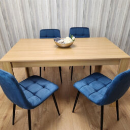 Kosy Koala Modern Dining Table Set With 4 Blue Velvet Chairs Dining Room Furniture - thumbnail 4