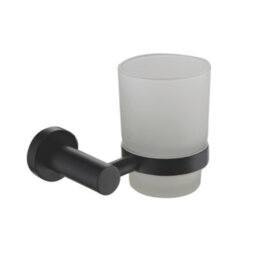 Showerdrape Modernity Black Steel Wall Mounted Frosted Glass Toothbrush Holder