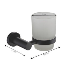 Showerdrape Modernity Black Steel Wall Mounted Frosted Glass Toothbrush Holder - thumbnail 2