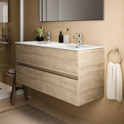Ideal Standard Eurovit+ 1200mm Wall Mounted Vanity Unit With 2 Drawers In Natural Oak - image 1