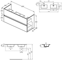 Ideal Standard Eurovit+ 1200mm Wall Mounted Vanity Unit With 2 Drawers In Natural Oak - thumbnail 4