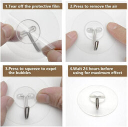 10 Pack Adhesive Hooks, Transparent, For Bathroom Hanging, 15Kg (Max), For Home, Kitchen, Towels - thumbnail 4