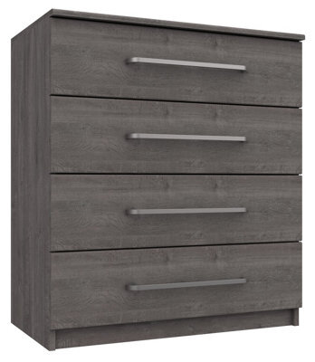 Rochester 4 Drawer Chest - Dark Grey Oak On Express Delivery And Ready Assembled