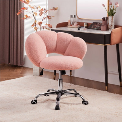 Yaheetech Upholstered Desk Chair With Cloud Shaped Backrest - Pink - image 1