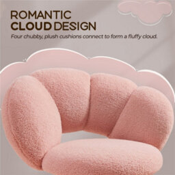 Yaheetech Upholstered Desk Chair With Cloud Shaped Backrest - Pink - thumbnail 6