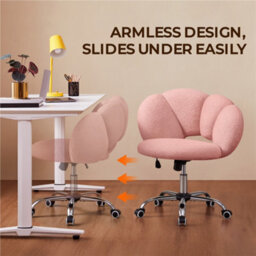Yaheetech Upholstered Desk Chair With Cloud Shaped Backrest - Pink - thumbnail 7