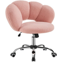 Yaheetech Upholstered Desk Chair With Cloud Shaped Backrest - Pink - thumbnail 2
