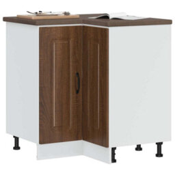 Berkfield Kitchen Corner Base Cabinet Kalmar Brown Oak Engineered Wood - thumbnail 1