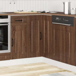 Berkfield Kitchen Corner Base Cabinet Kalmar Brown Oak Engineered Wood - thumbnail 3