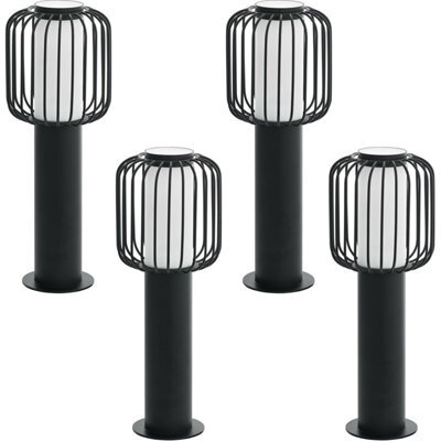 4 Pack Modern Ip44 Outdoor Black Steel Pedestal Lights With E27 Wall Gate Lamp - image 1