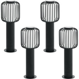 4 Pack Modern Ip44 Outdoor Black Steel Pedestal Lights With E27 Wall Gate Lamp