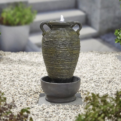 Outdoor Living UK Rippling Vase With Lights Contemporary Water Feature Without Cover