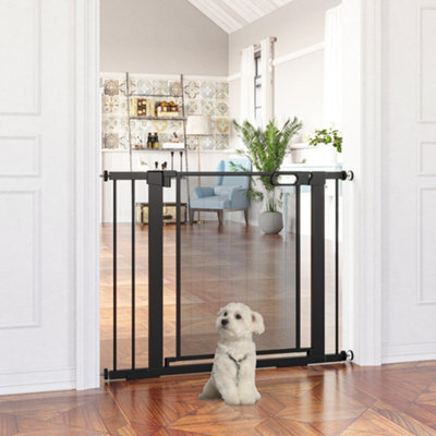 PawHut Pressure Fit Safety Gate For Doors, Dog Gate W/ Auto Close, 75-103 Cm - Black - image 1