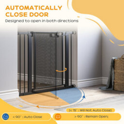 PawHut Pressure Fit Safety Gate For Doors, Dog Gate W/ Auto Close, 75-103 Cm - Black - thumbnail 5