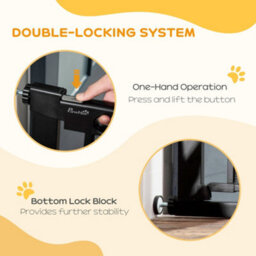 PawHut Pressure Fit Safety Gate For Doors, Dog Gate W/ Auto Close, 75-103 Cm - Black - thumbnail 4