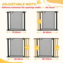PawHut Pressure Fit Safety Gate For Doors, Dog Gate W/ Auto Close, 75-103 Cm - Black - thumbnail 6