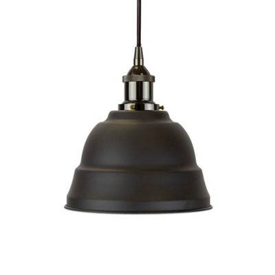 Matt Black Lincoln Painted Dome Pendant Light With Black Nickel Lamp Holder And Black Round Cable - Se Home - image 1